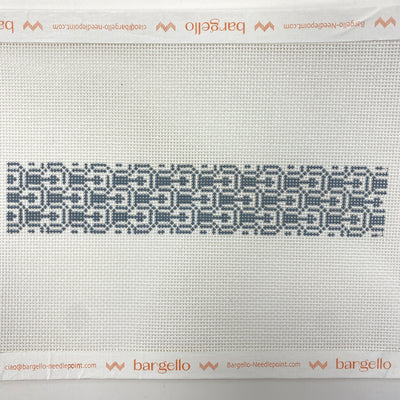 Geometric Key Fob Grey and White Needlepoint Canvas