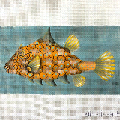 Fancy Orange Fish with Teal Dots Needlepoint Canvas