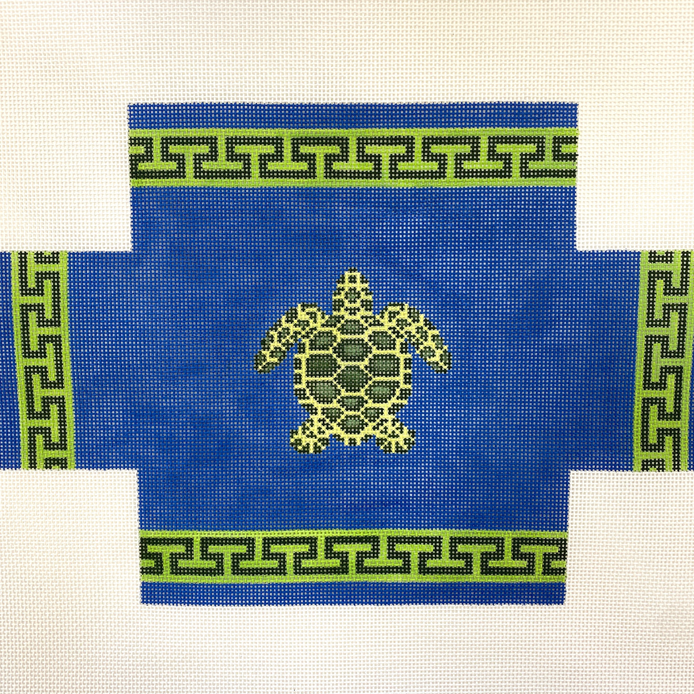 Snappy Turtle on Blue Brick Cover Needlepoint Canvas