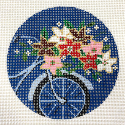 Christmas Bike with Flowers Ornament Needlepoint Canvas