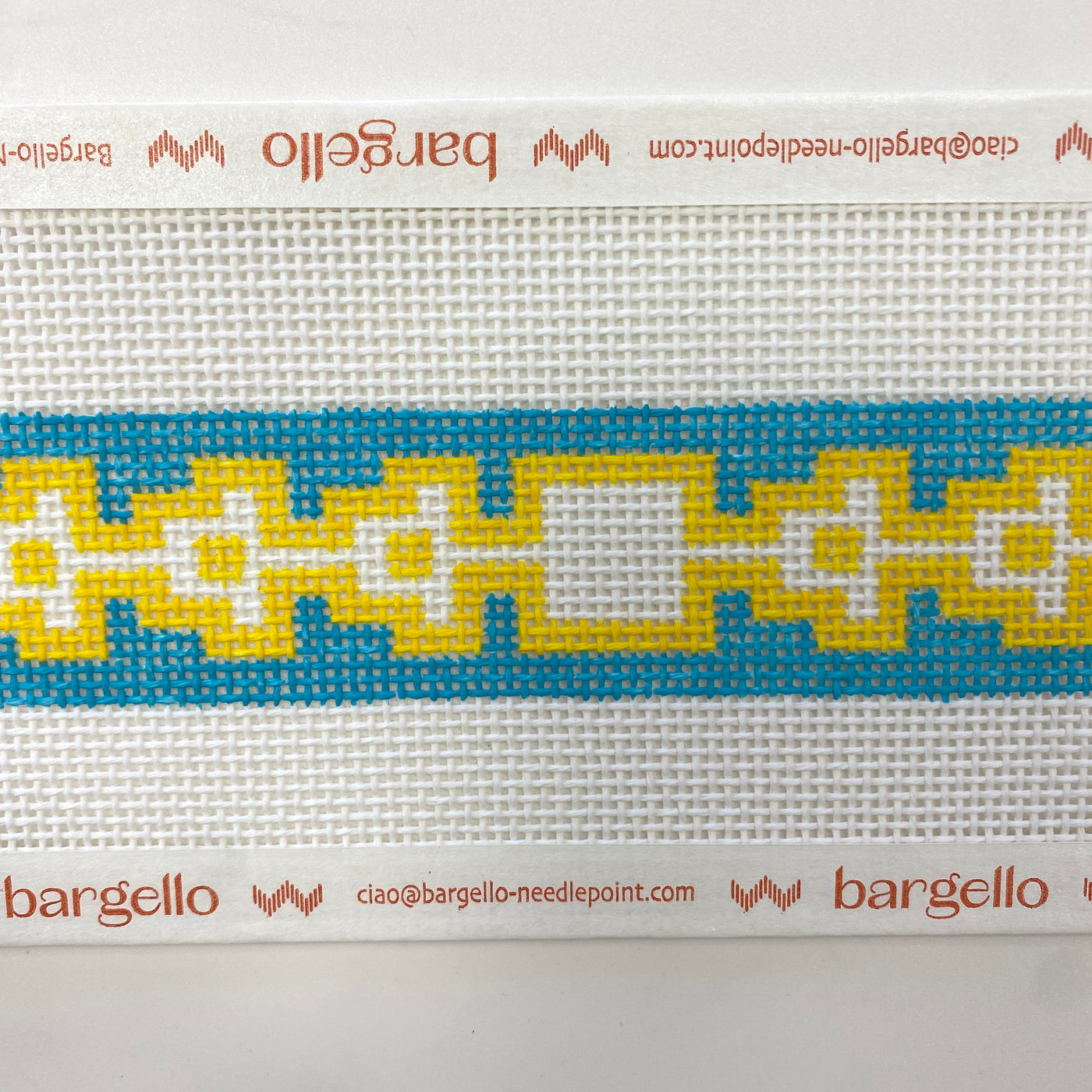 Teal and Yellow Hicks Fob Needlepoint Canvas
