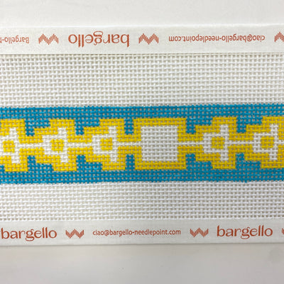 Teal and Yellow Hicks Fob Needlepoint Canvas