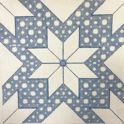 Blue Star Ribbon Quilt Pattern - Vintage Needlepoint Canvas