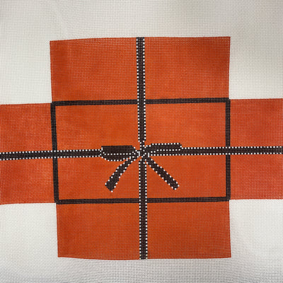 Orange Brick Cover with Brown Ribbon Needlepoint Canvas