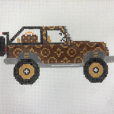 Designer Brown Jeep Needlepoint Canvas