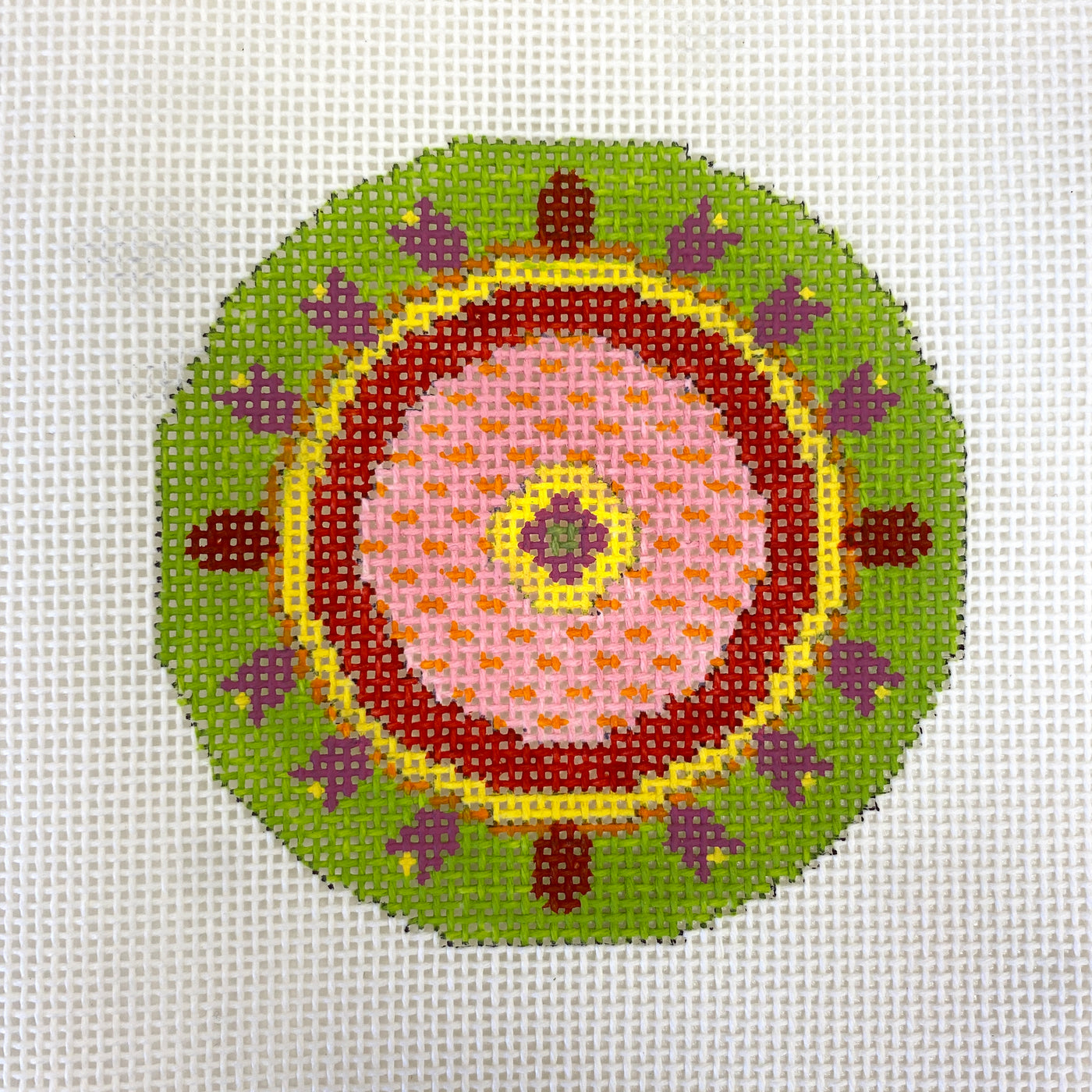 Red and Green Whirlygig Needlepoint Canvas
