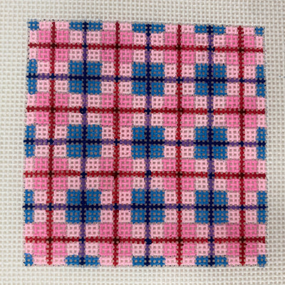 Madras Plaid - pinks & periwinkles Needlepoint Canvas