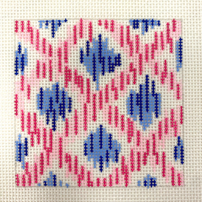 Ikat - Pink Criss Cross Needlepoint Canvas