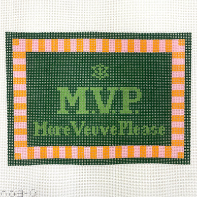 More Champagne Please - Green Needlepoint Canvas