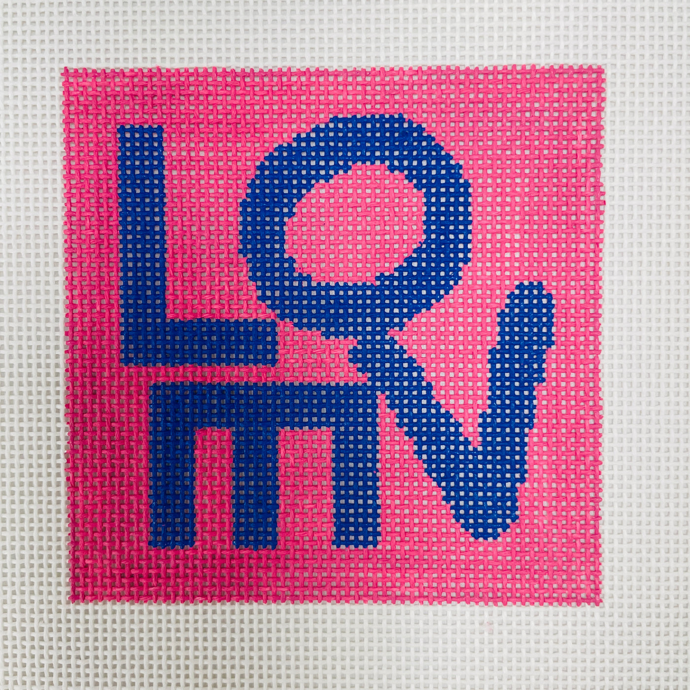 Navy on Pink Love Evolve Needlepoint Canvas