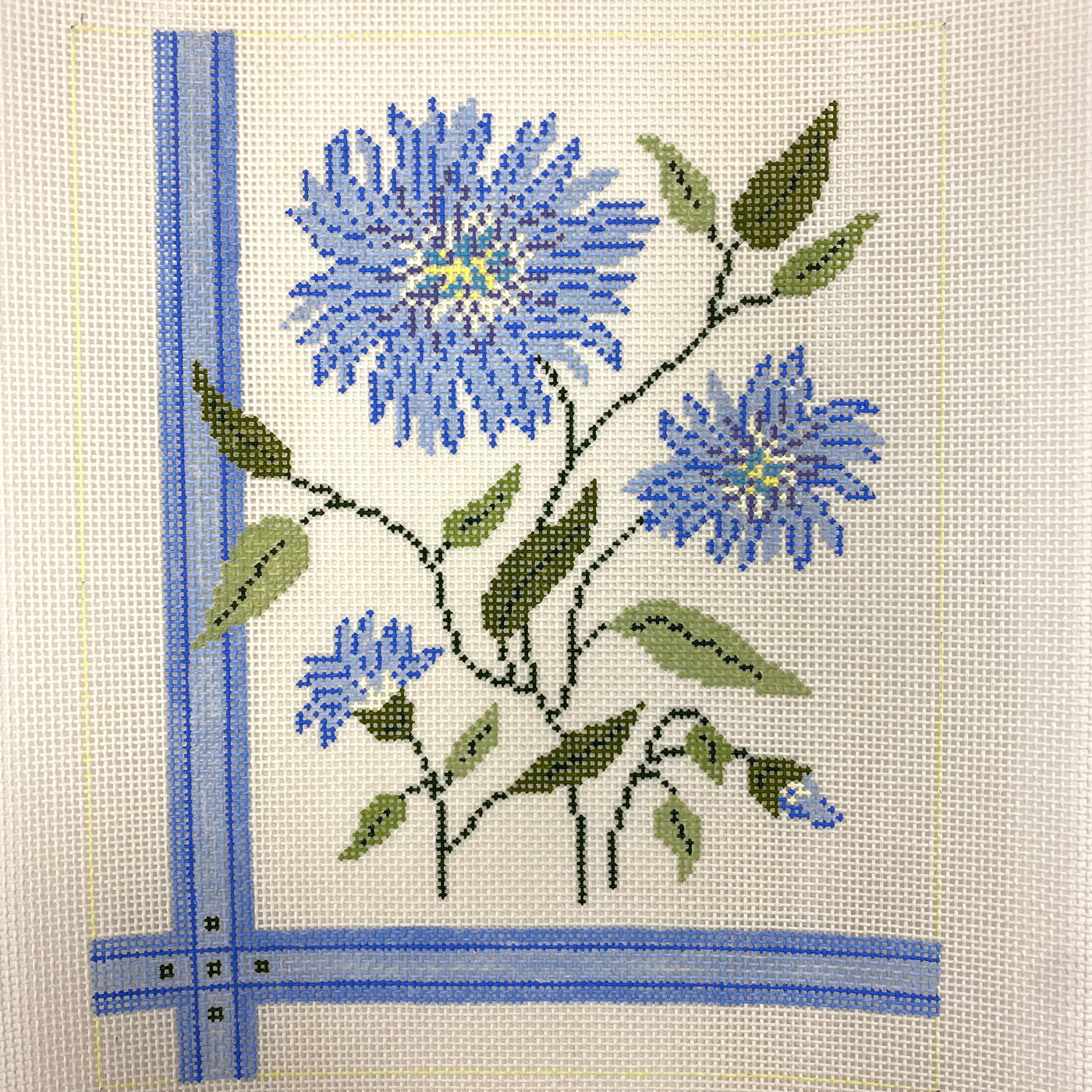Blue Chrysanthemum - Vintage Needlepoint Canvas