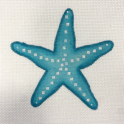 Aqua Seaside Starfish Needlepoint Canvas