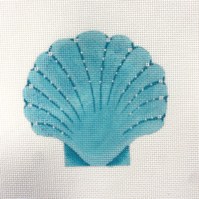 Aqua Seaside Scallop Needlepoint Canvas