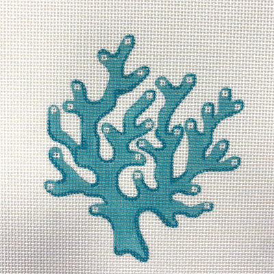 Aqua Seaside Coral Needlepoint Canvas