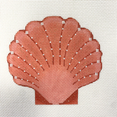 Coral Seaside Scallop Needlepoint Canvas