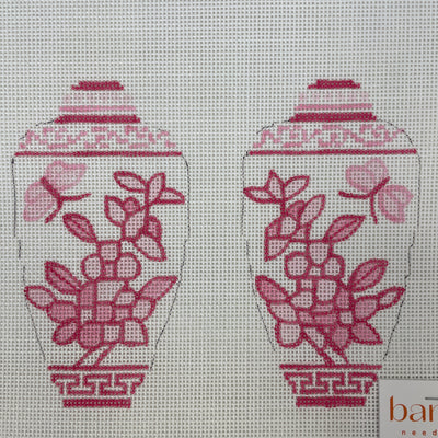 Two-Sided Pink Jar Ornament or Scissors Case Needlepoint Canvas