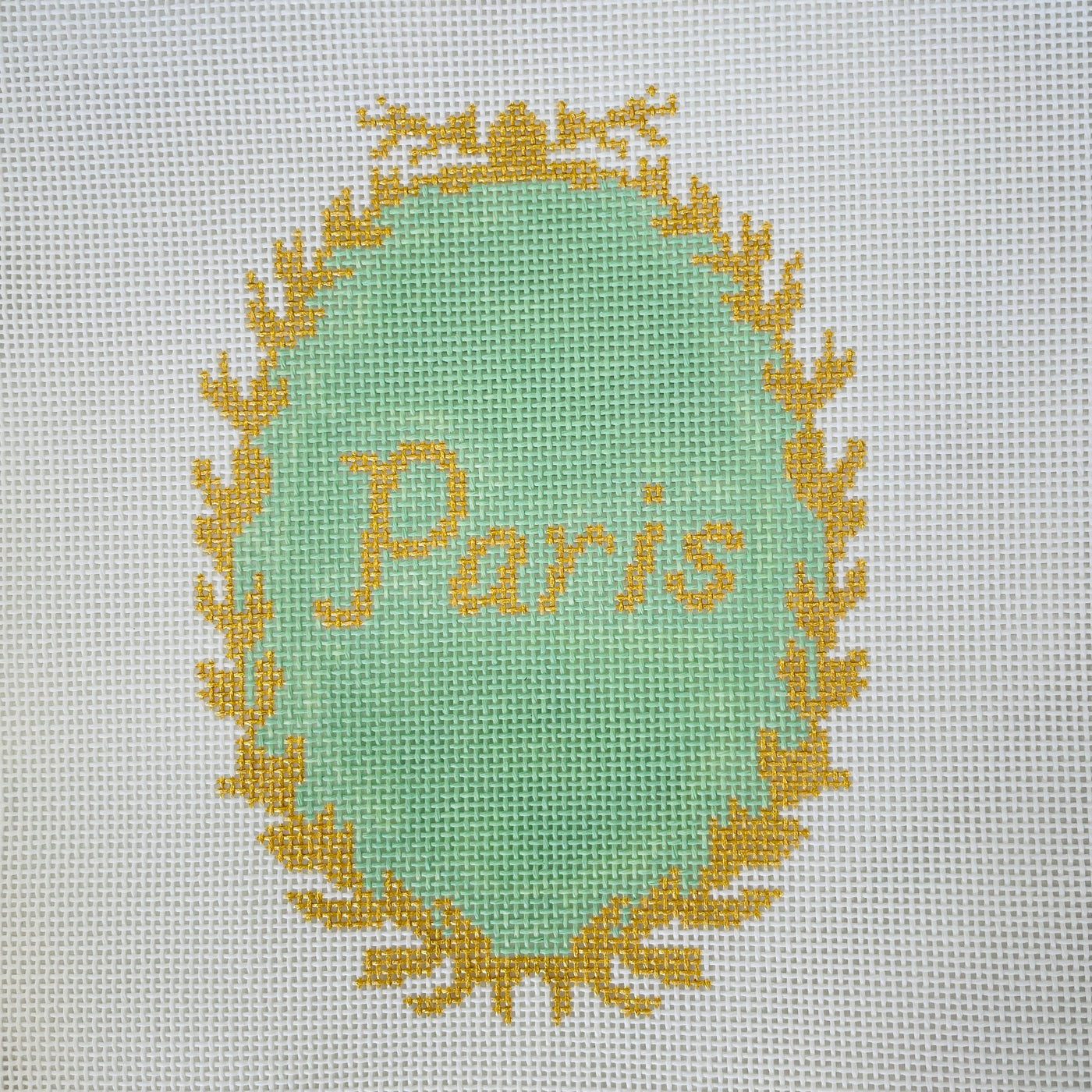 Paris Crest Sign Needlepoint Canvas