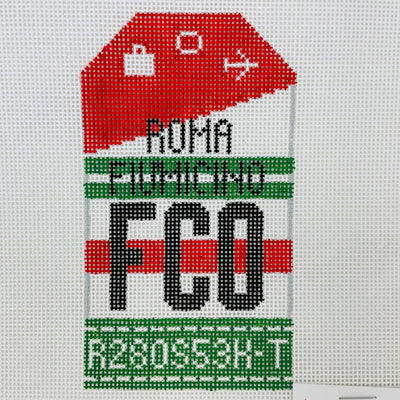 Rome FCO Travel Tag Needlepoint Canvas