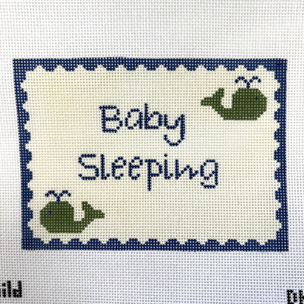 Whales Baby Sleeping Sign Needlepoint Canvas