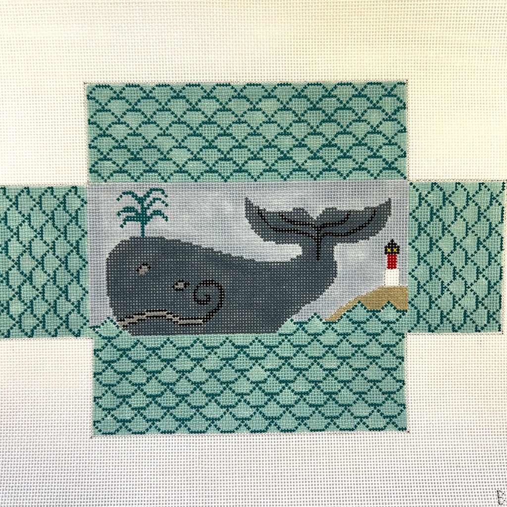 Grey Whale Brick Cover Needlepoint Canvas