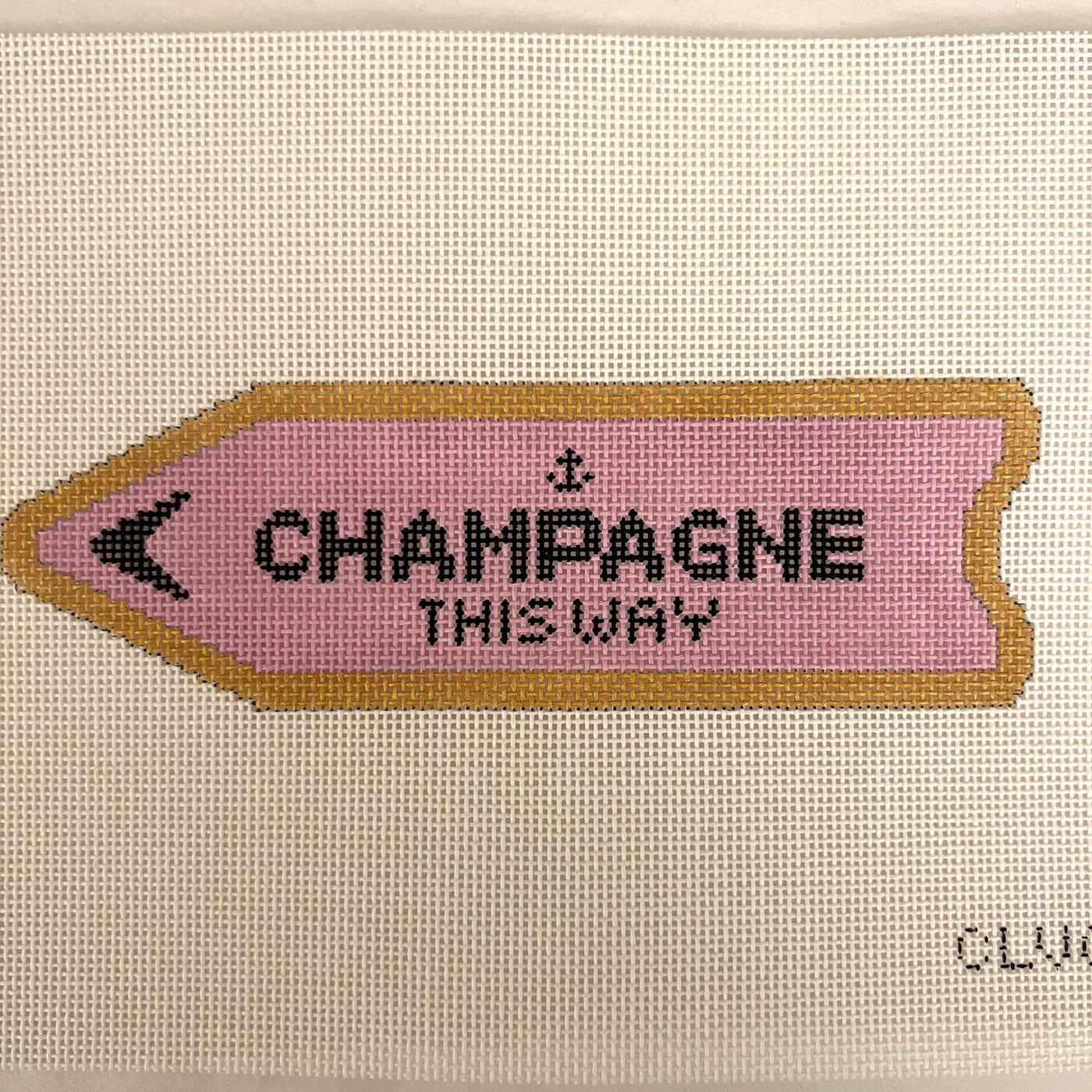 Champagne This Way - pink needlepoint canvas - Bargello Needlepoint