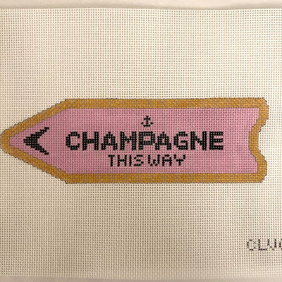 Champagne This Way - pink needlepoint canvas - Bargello Needlepoint