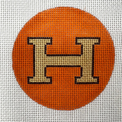 Designer H – Orange with Gold & Brown needlepoint canvas - Bargello Needlepoint