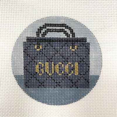 Double G Bag Round Ornament needlepoint canvas - Bargello Needlepoint