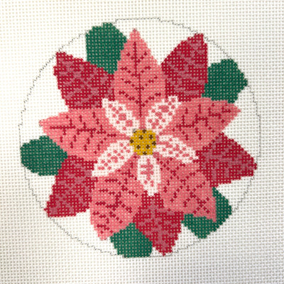 Poinsettia Ornament Needlepoint Canvas
