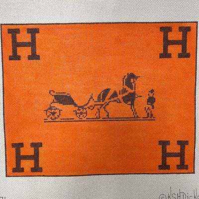 H Calèche Logo & Corner H’s needlepoint canvas - Bargello Needlepoint