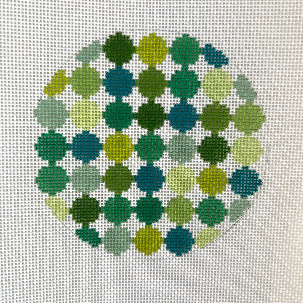 Round Green Sampler Needlepoint Canvas