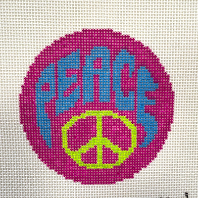 Peace on Pink Round Needlepoint Canvas