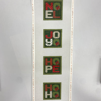 Noel, Joy, Hope, Ho - Ho Set of 4 coasters needlepoint canvas - Bargello Needlepoint